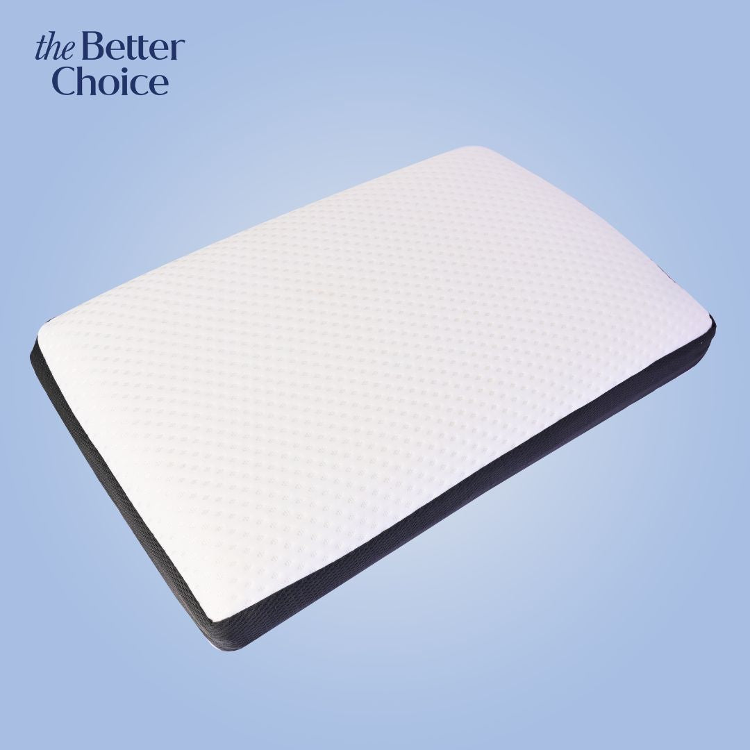 Ergonomically designed memory foam pillow for proper spinal alignment and body posture.