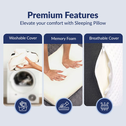 Hypoallergenic memory foam pillow comes with breathable and removable pillow cover