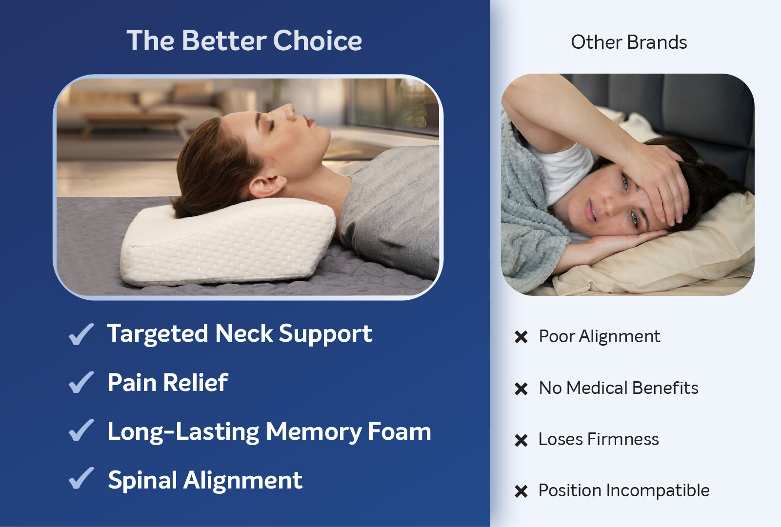 cervical pain relief pillow is made up of memory foam helps in spine alignment.