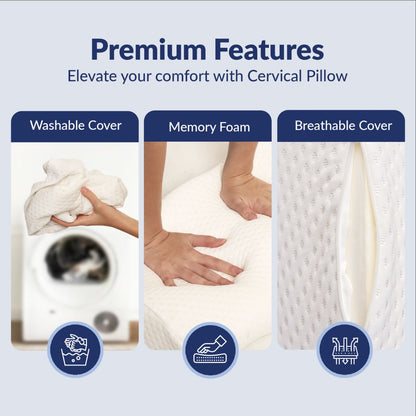 Our Orthopedic cervical pillow comes with high density memory foam, breathable pillow covers.